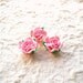 Cute Japanese Cabochons - Pink Roses and Butterfly SILVER and GOLD