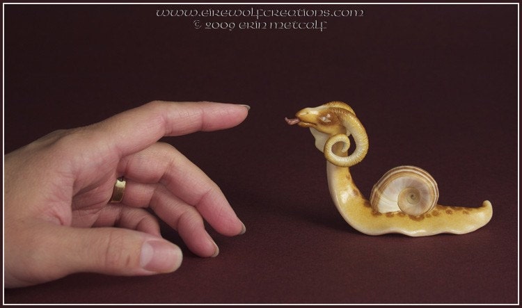 First Sight - blind Dragon Snail - OOAK polymer clay fantasy sculpture