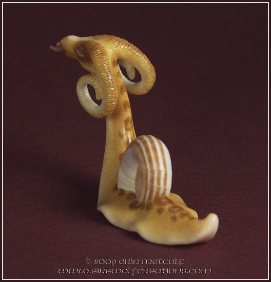 First Sight - blind Dragon Snail - OOAK polymer clay fantasy sculpture