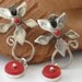 Silver flower and Coral earrings Handmade sterling silver jewelry