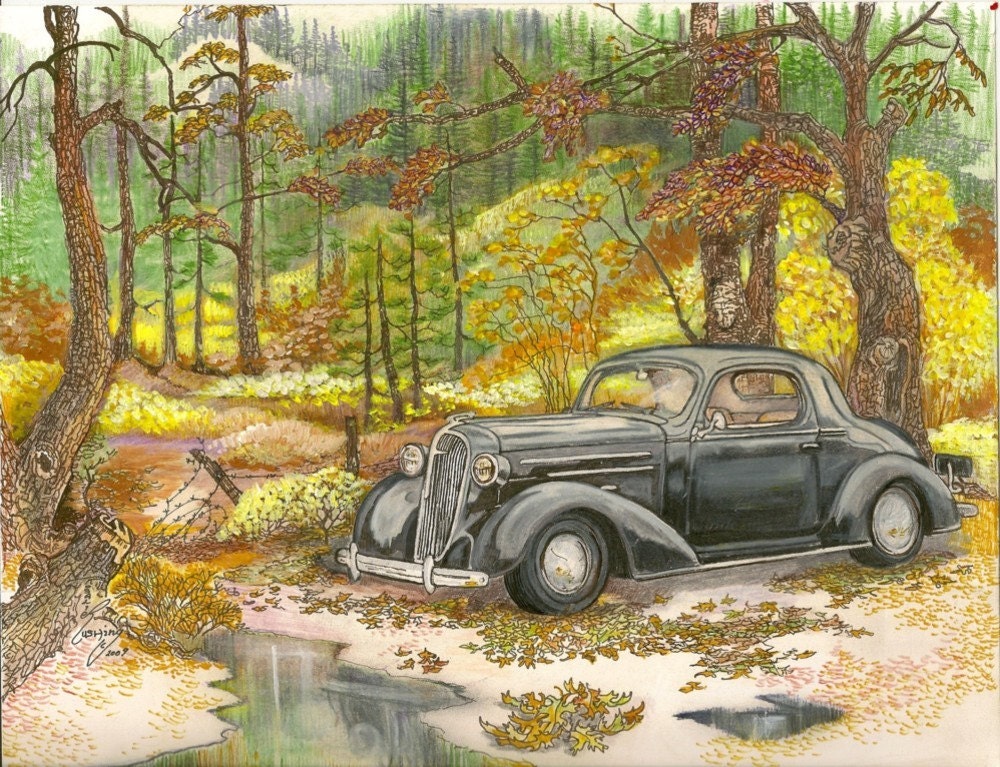 1936 Chevy Coupe Original Artwork by Rosalie Rushing From biggirl4664