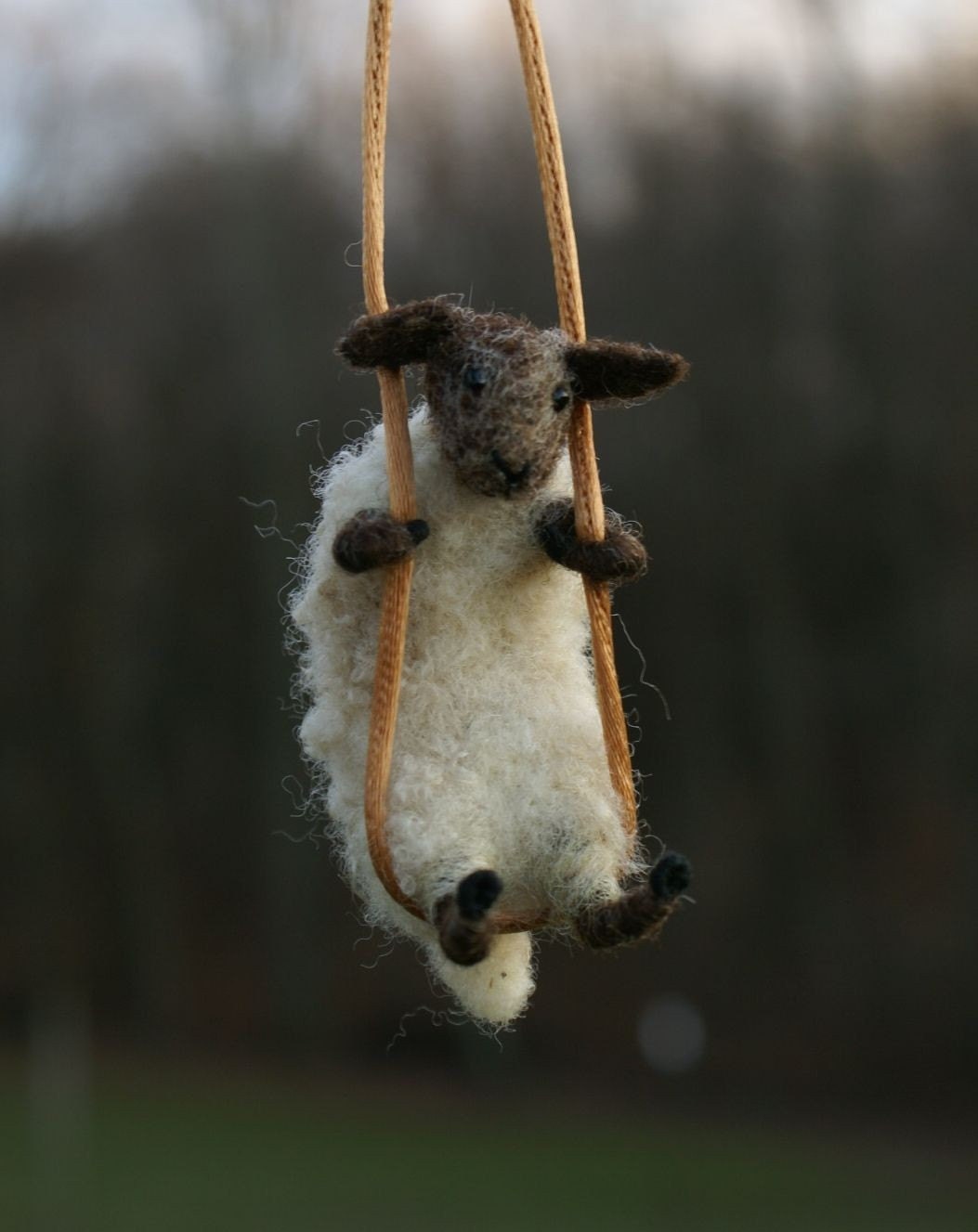 needle felted sheep necklace