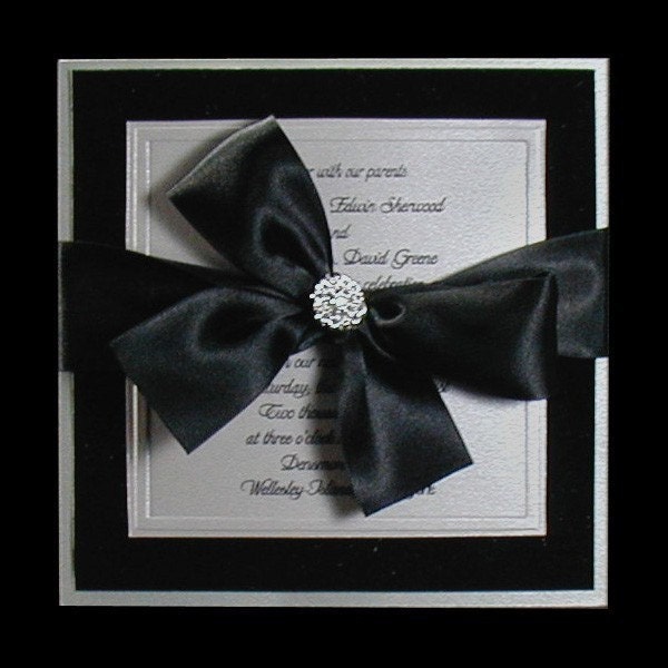 200 Boxed Couture Wedding Invitations Shimmering white cardstock 