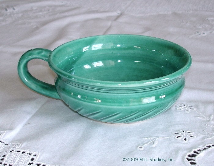 Mid century modern kitchen serving bowl minty green turquoise decor Handmade