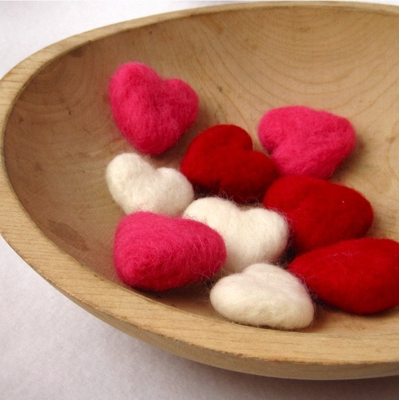 felted heart love pebbles wedding decor set of three in white decorations