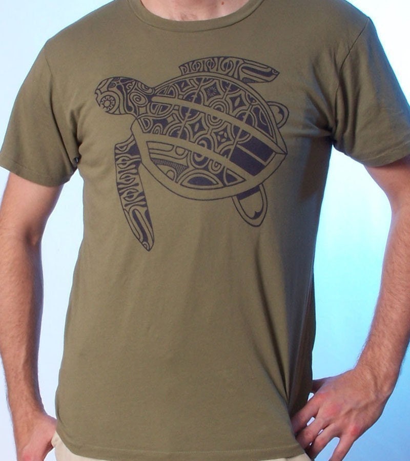 Tattoo Sea Turtle Tshirt on Moss Green Men 39s Tee Shirt XXS XS S M L XL 2XL Tattoo Sea Turtle Tshirt on Moss Green Men 39s Tee Shirt XXS XS S M L XL 2XL