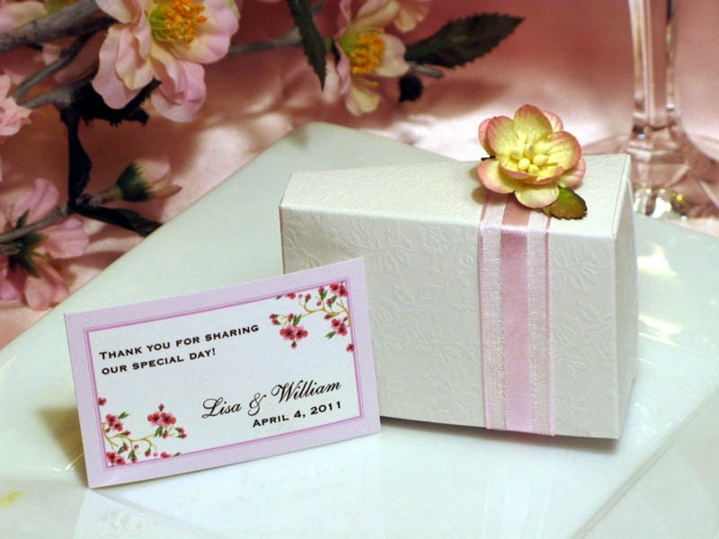 CHERRY BLOSSOM cake slice favor box WEDDING BRIDAL SHOWER BABY SHOWER 