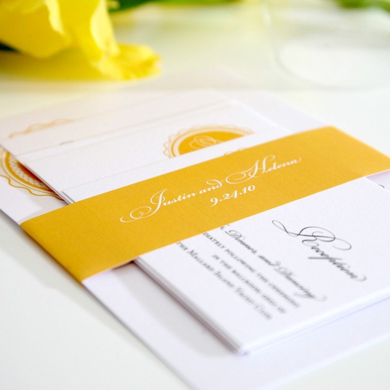 Custom Wedding Invitation Suite in Gold Medallion Monogram Deposit