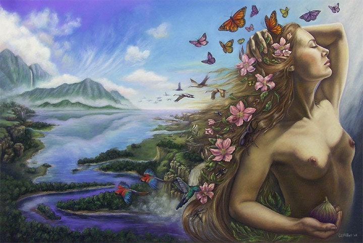 Nude Nature pagan Goddess fairy open edition Fantasy ART giclee print