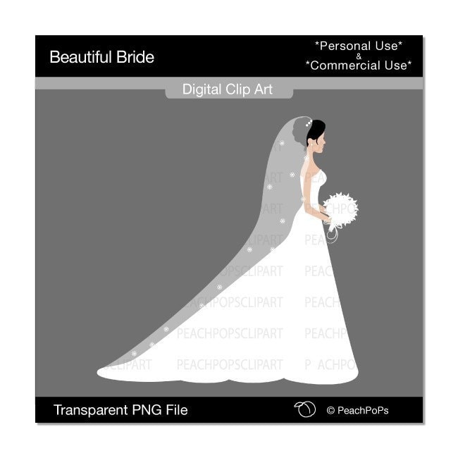 Beautiful Bride digital clip art bridal wedding bridal shower