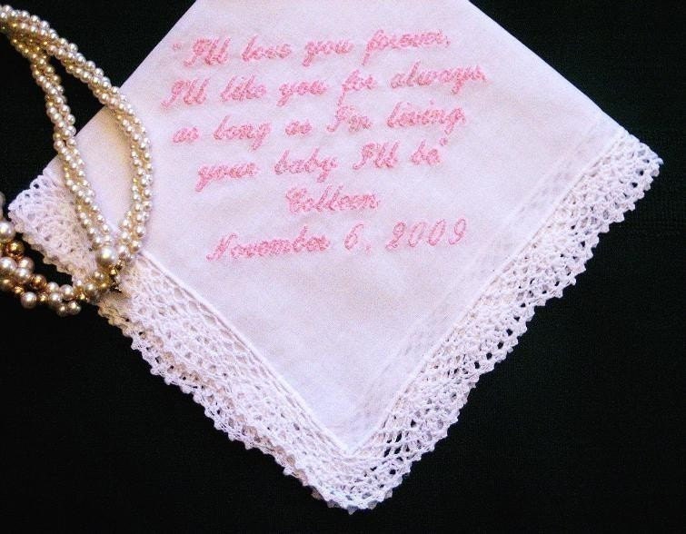 Personalized Wedding Gift Wedding Handkerchief for Mother of the Bride 66S