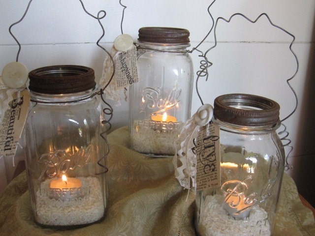 Mason Jar Wedding Lanterns by Gathered Comforts From gatheredcomforts