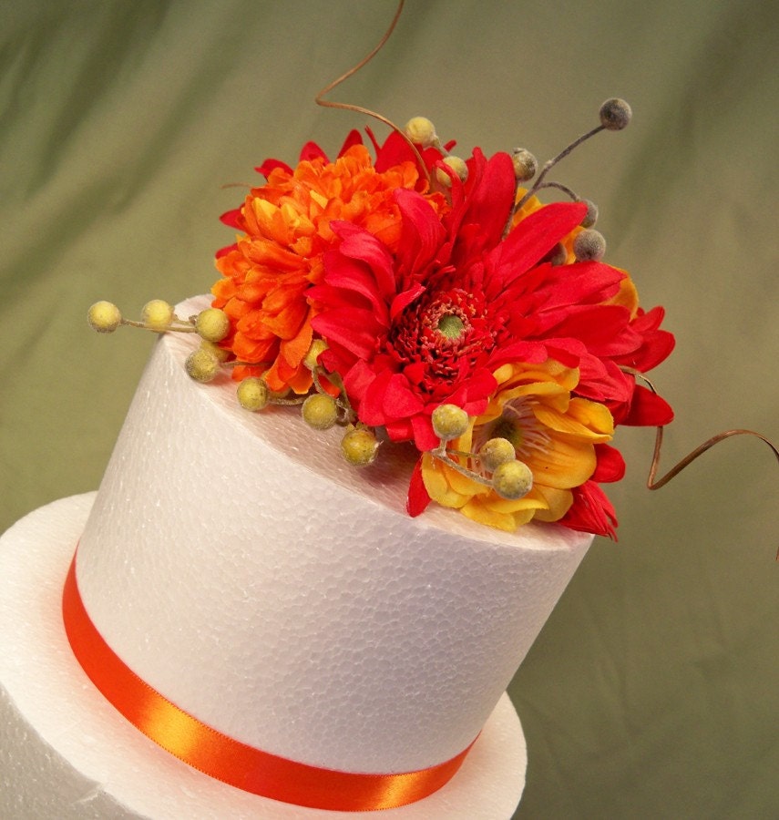 Fall Red Gerbera Daisy Wedding Cake Topper From ItTopsTheCake