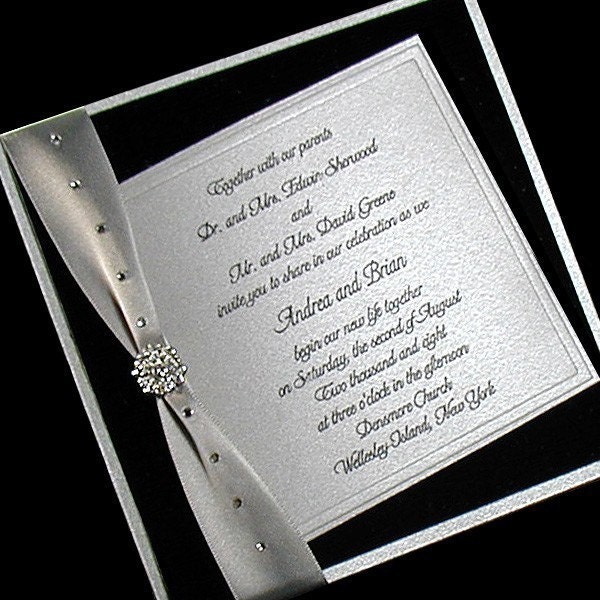 Wedding invitations Boxed Couture Black and Silver Set of 100