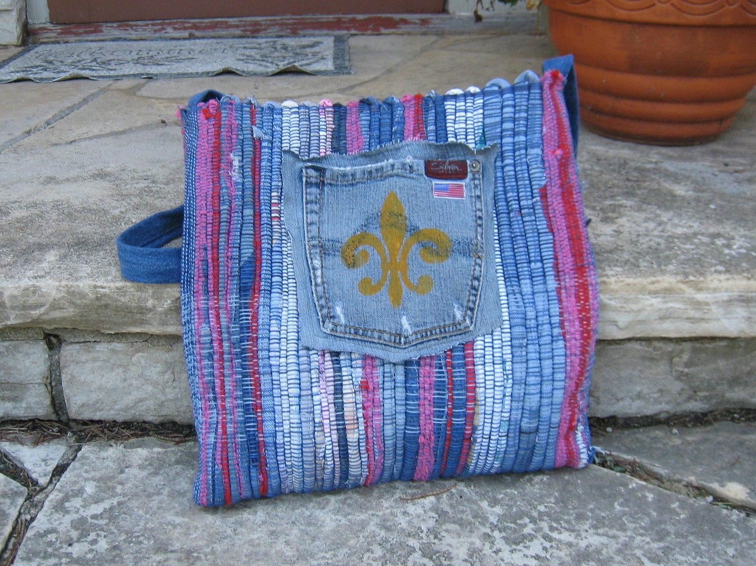 Old-fashioned hand woven rag rugs