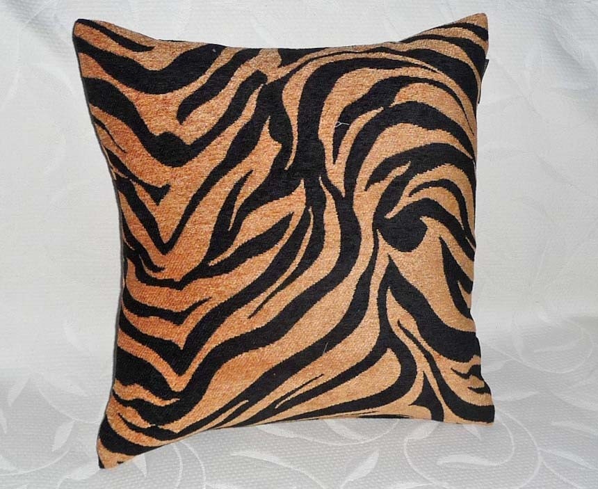 Luxury Tiger Print Pillow Tribal Animal Theme 18x18 From PillowThrowDecor
