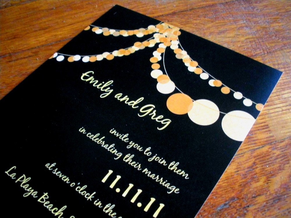 Modern String of Party Lights Wedding Invitation The Hilary
