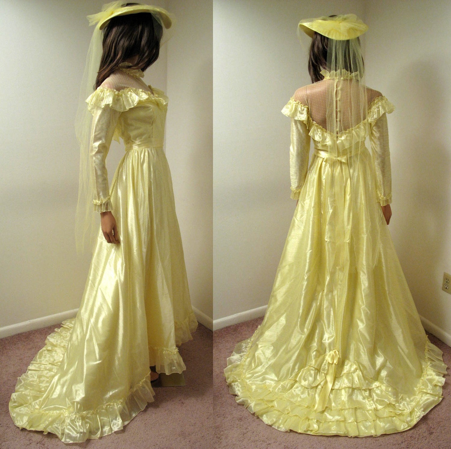 Yellow Victorian wedding gown