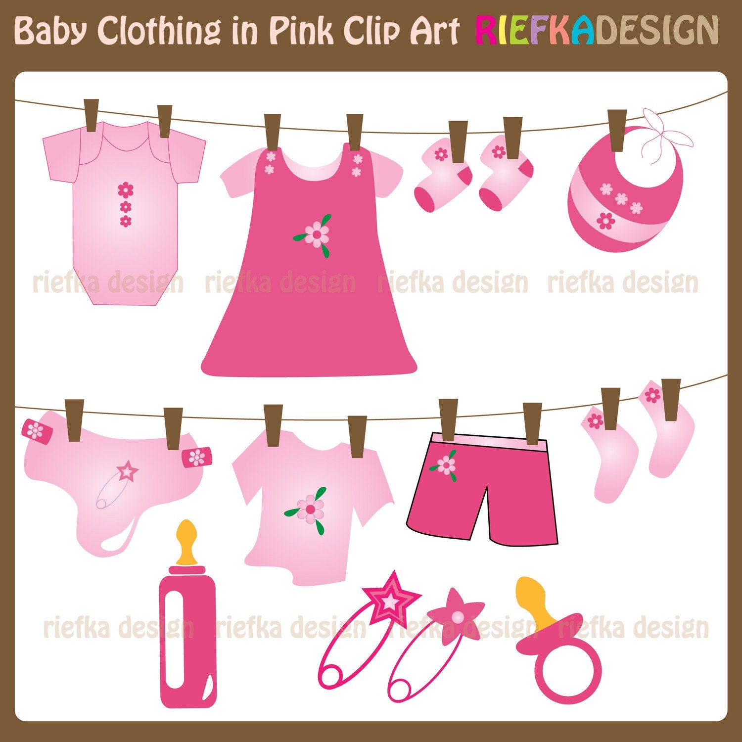 Baby Clothing in Pink Clip Art