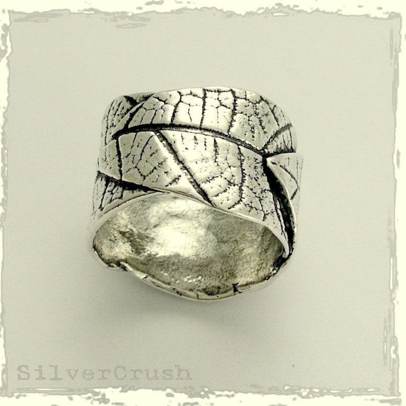 Sterling silver leaf wedding band falling leaves From silvercrush