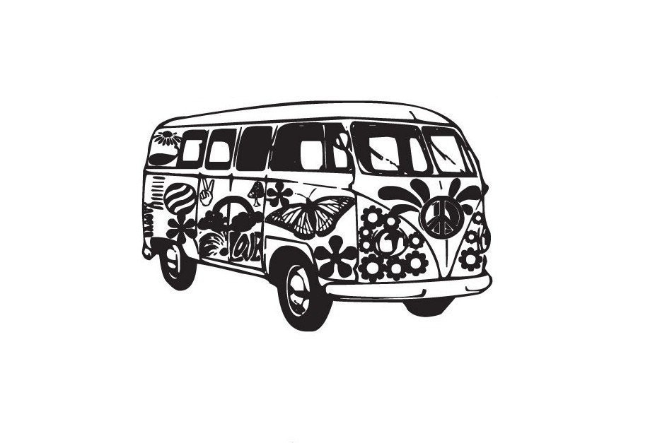 Cool Hippie VW bus kombi Mounted Rubber Stamp From terbearco