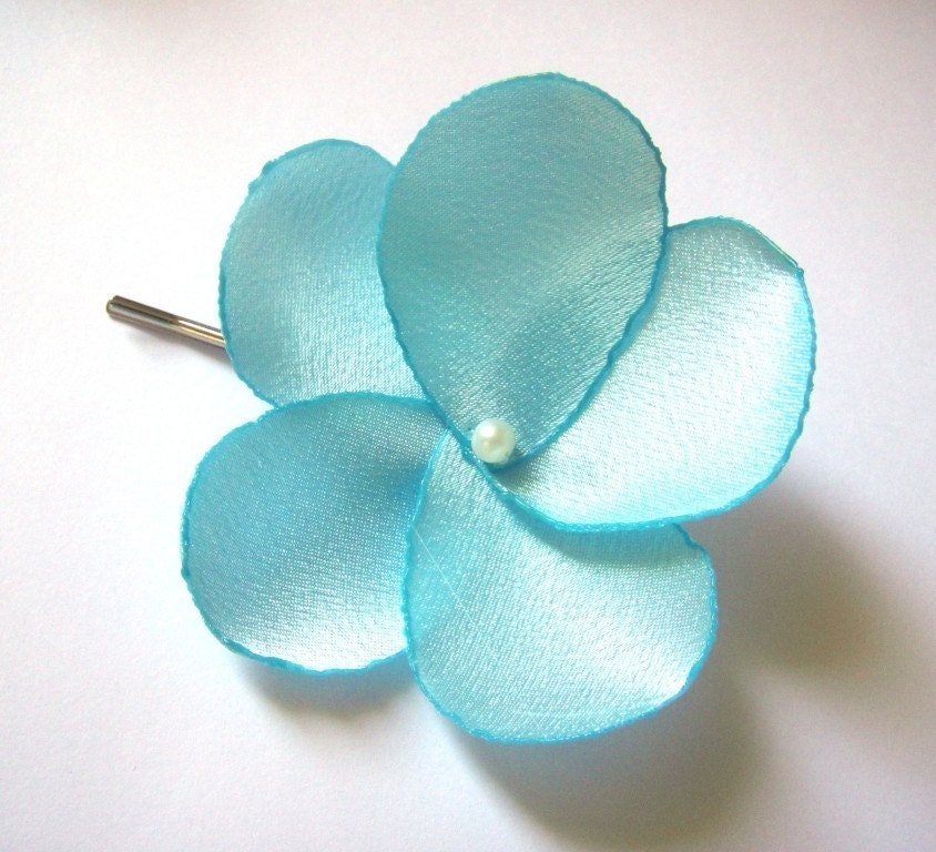 aqua blue rose blossom wedding flower bobby pins set of 2 From ayawedding