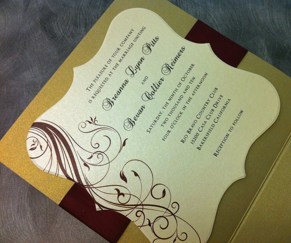 burgundy and gold wedding invitations