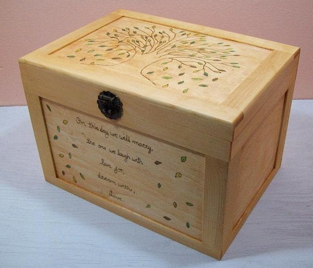 Wedding Gift Card Box Wood Burned Tree Design From inspiredbymarie