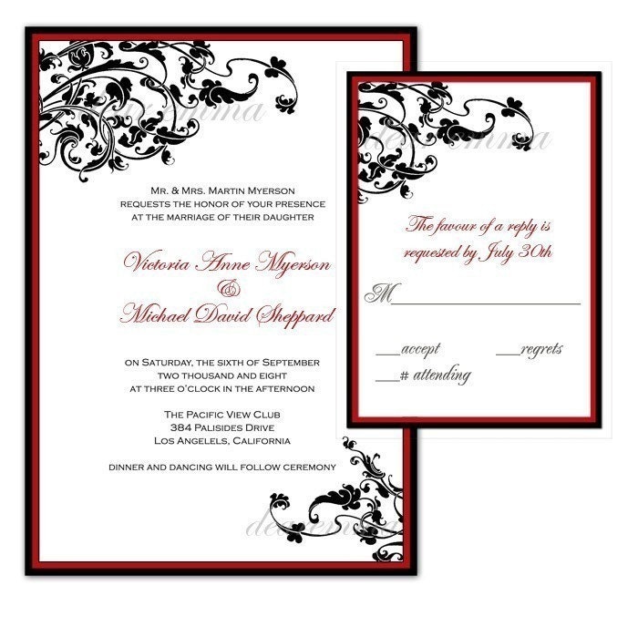 Black Vines Wedding Invitations Formal Sample From dearemma