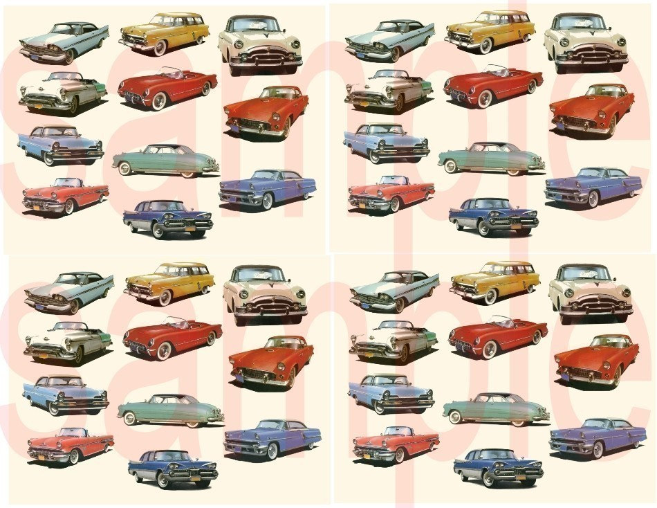 1950s CARS50s CarsFifties CARS 44 Charm Size Images for Jewelry 