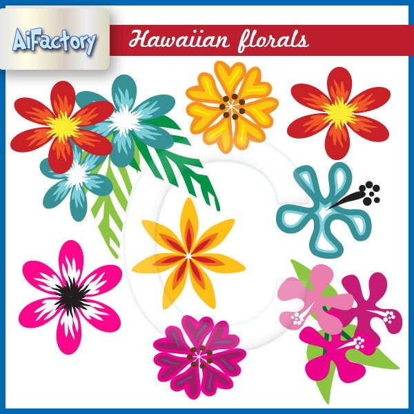CLOSING SALEVibrant and colorful hawaiian flowers clipart and graphics 