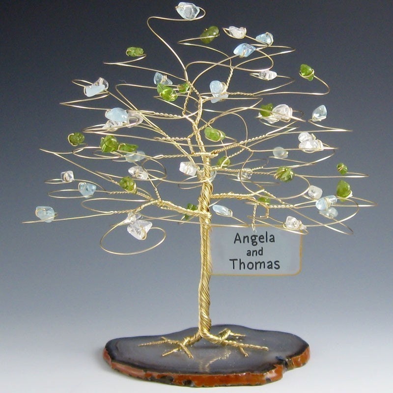 Personalized Tree Wedding Cake Topper Sculpture Size 6 x 6 in Gemstone or 