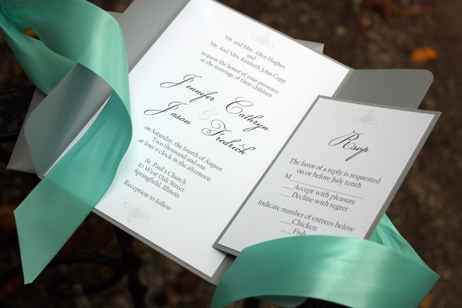 Elegant Gatefold Wedding Invitations with rsvp cards and envelopes
