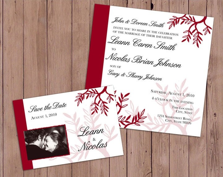 Tree Branch Wedding Invitation and Save the Date Custom Digital File
