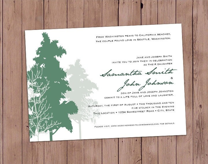 Evergreen Tree Wedding Invitation Digital File