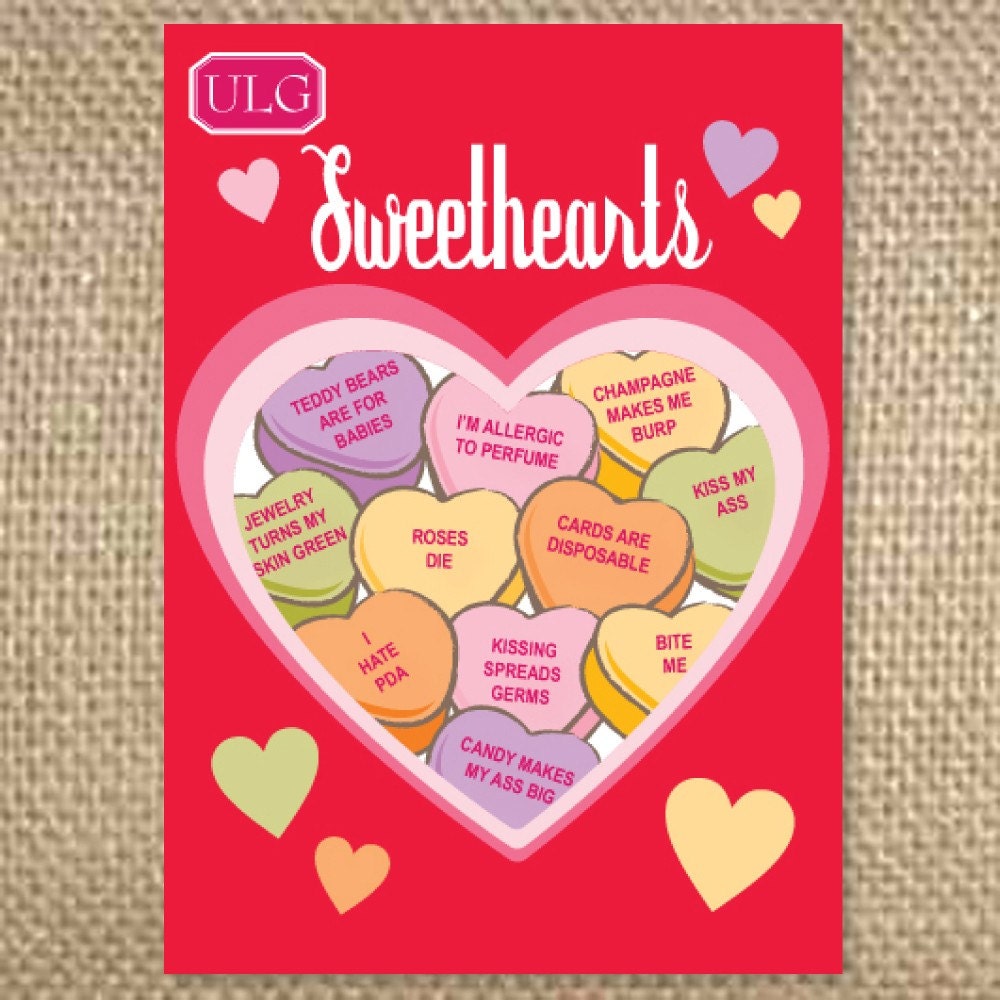 Anti Love Conversation Hearts Card by uluckygirl