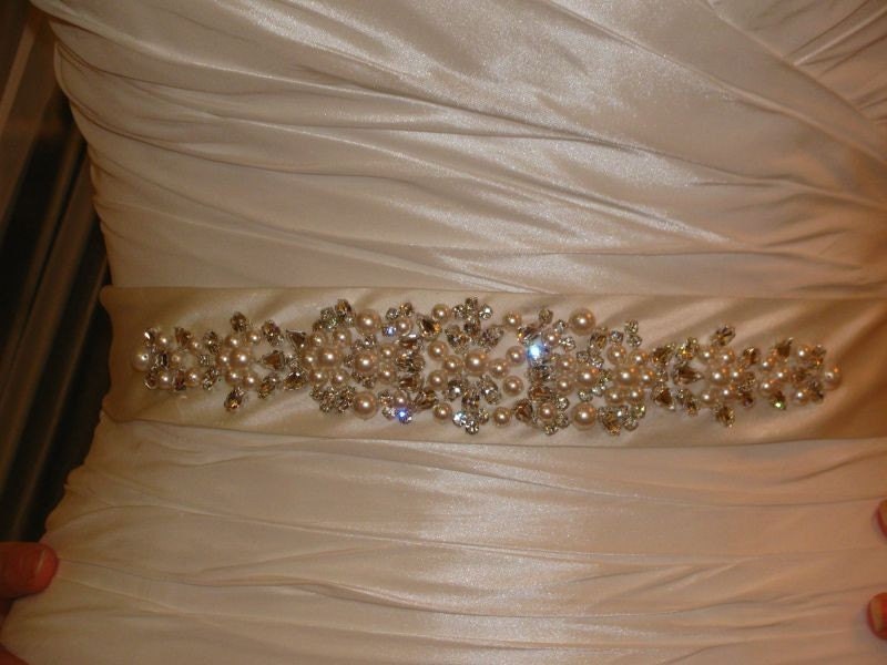 Bridal Sash Crystal Beaded Sash Belt Maggie our Handmade Wedding Gown 