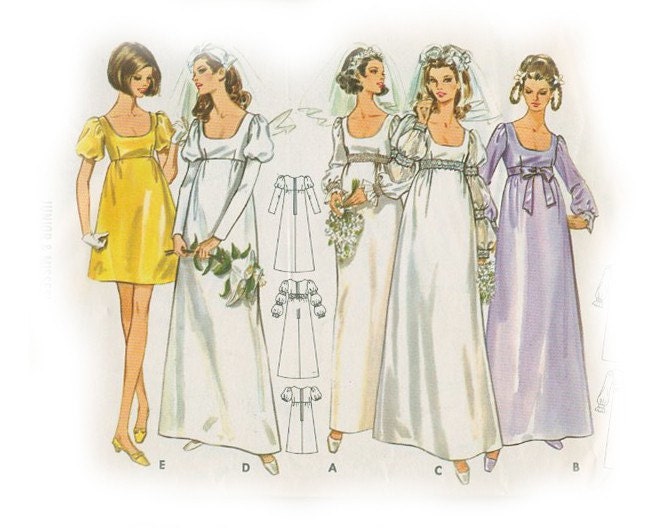 CLEARANCE 1960s Wedding Gown and Bride's Maid Dress Pattern Bust 34