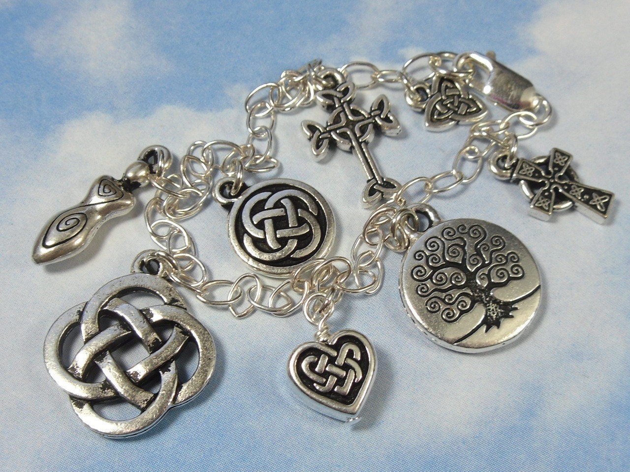 Celtic symbols silver charm