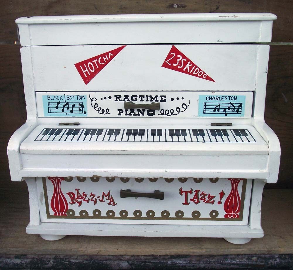 Vintage Awareness Monthly Musical Jewelry Box Vintage Piano