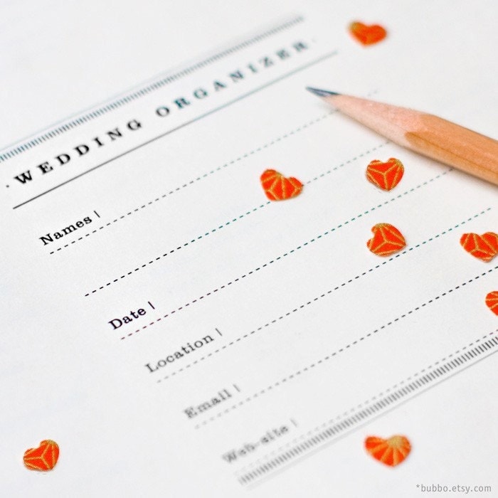 Letter printable WEDDING PLANNER 50 kinds of worksheets tabs ecofriendly
