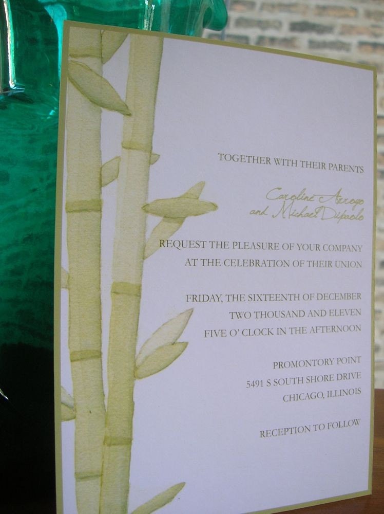 Bamboo Wedding Invitation Deposit From handpaintedwedding
