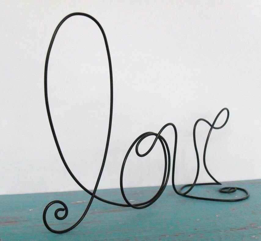 Whimsical wire Love Cake Topper Rustic farm style wedding Romance Inspired
