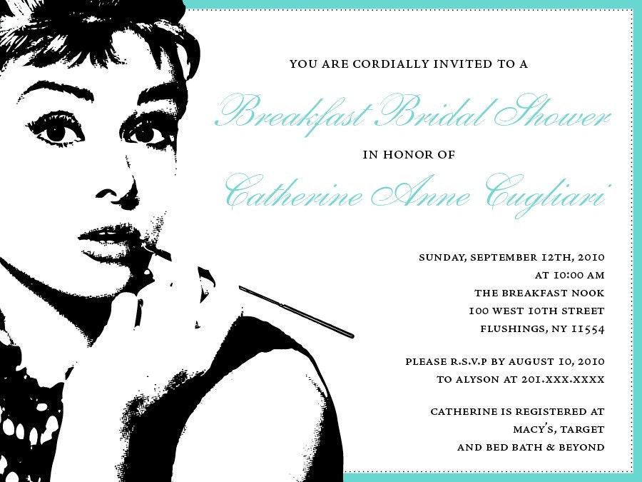 Breakfast at Tiffany's Bridal Shower Invitations Reserve Listing for 
