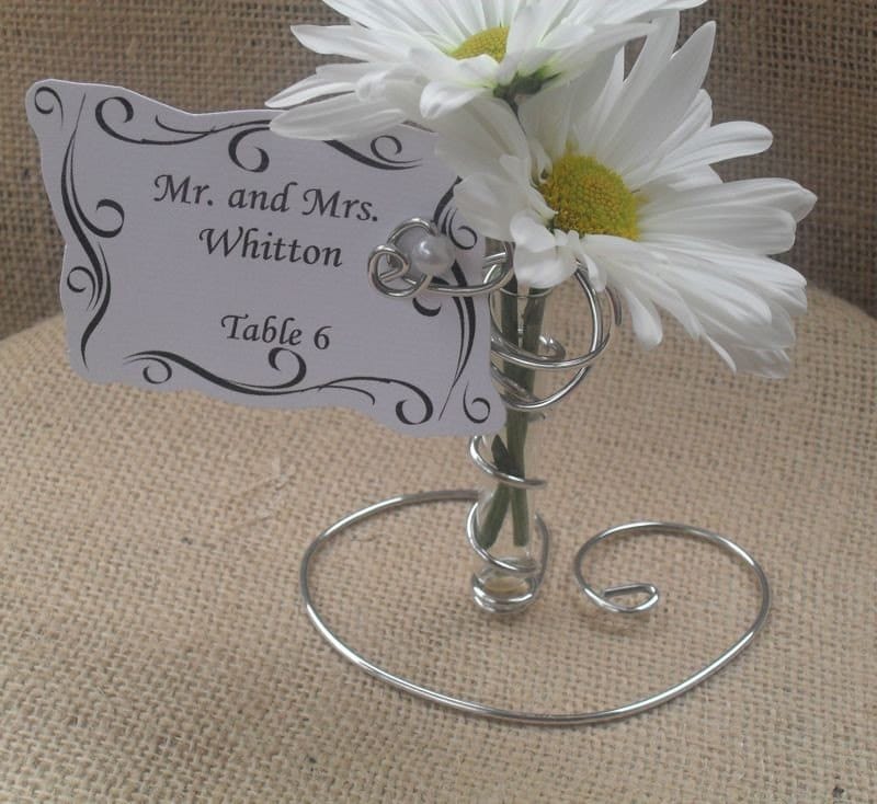 25 Silver Place Card Holders and favors with mini bud vase whimsical and 