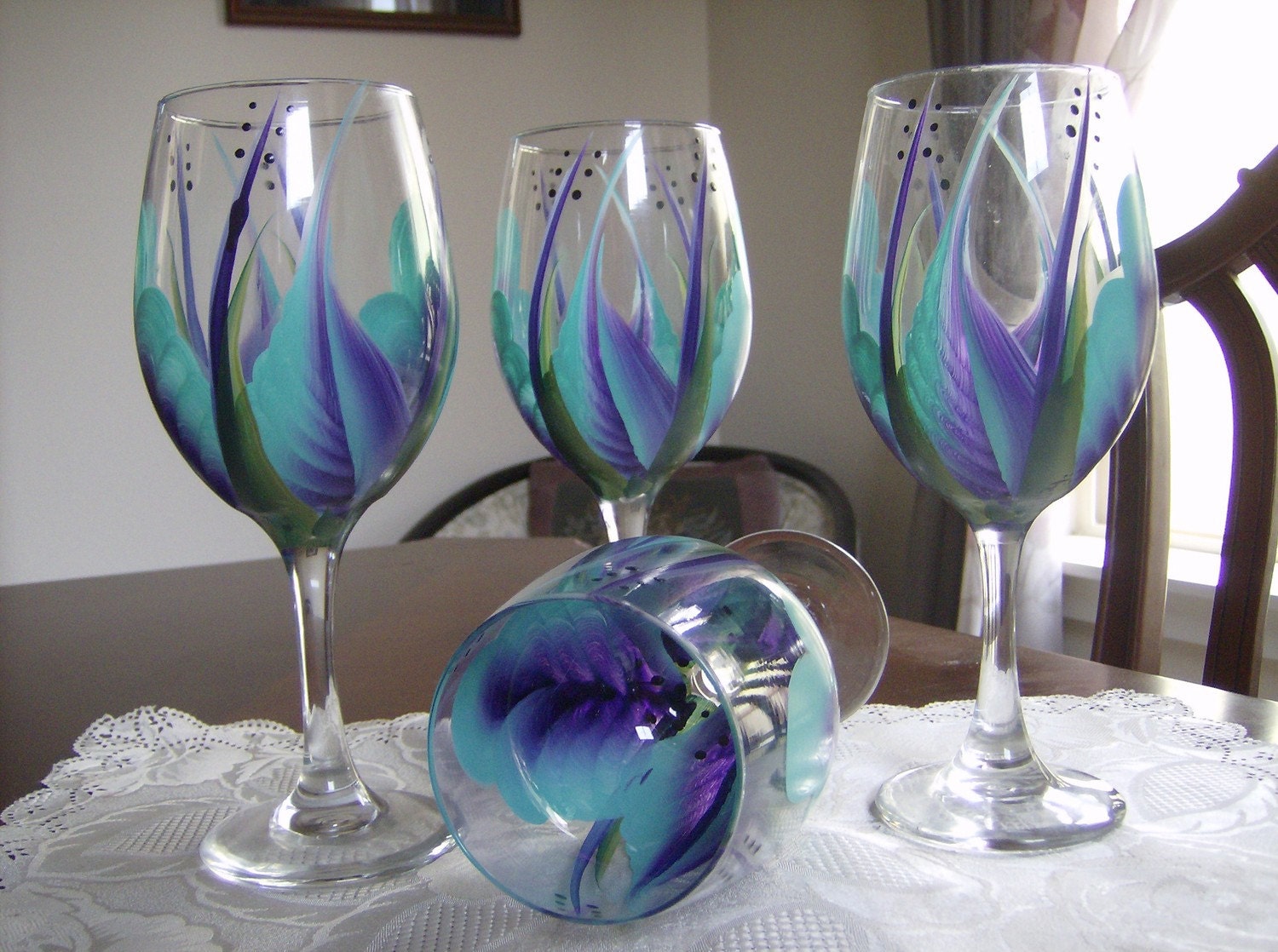 purple and turquoise wedding centerpiece