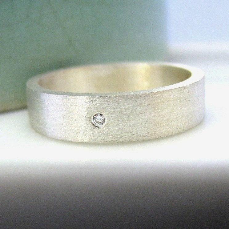 Diamond Wedding Band White Gold Plated Over Sterling Silver 5mm Ring 