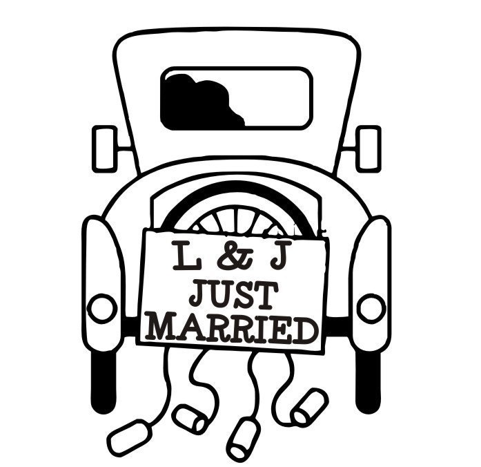 Old car rubber stamp with monogram initials great for DIY wedding favors