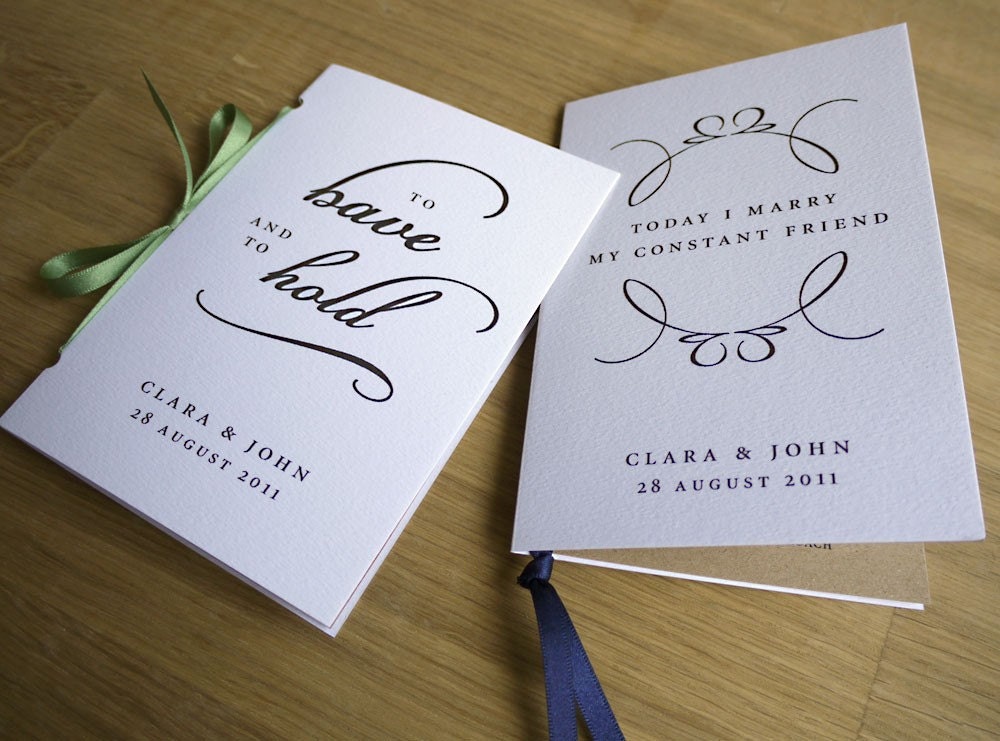 Modern'Quotes' Wedding Program Pocketsized Booklet One Sample