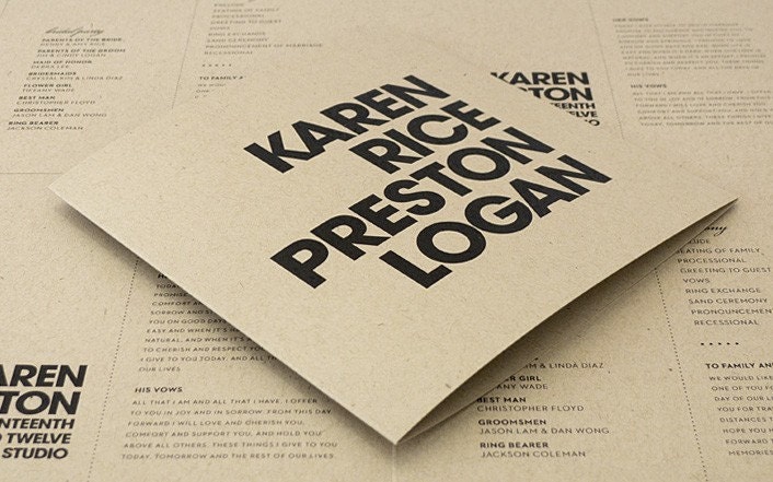Karen Modern Urban Folded Wedding Program Sample From Paperee